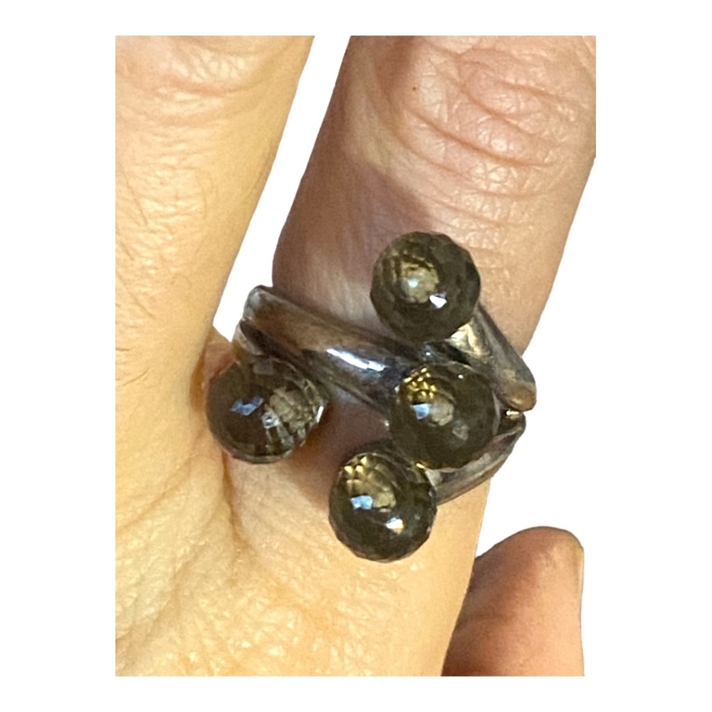 925 Sterling Silver & Faceted Smokey quartz Ring